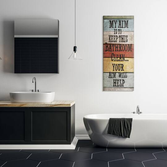 Stupell Industries My Aim Is To Keep This Room Clean ' Bathroom Canvas Wall Art
